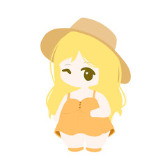 summer girl with hat (Yellow)