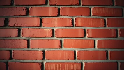 Close-up view of a textured red brick wall with warm vintage tones and even lighting.