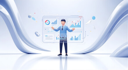 Businessman analyzing data on digital tablet