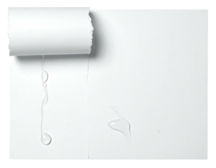 Rolled torn paper with liquid or glue trail