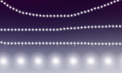 Brilliant garlands lights on dark transparent backdrop for party concept