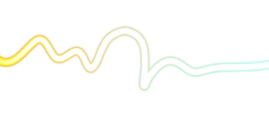 Moving blue red orange light streak rays on transparent background. Smooth glowing light beam flow wave shaped neon PNG.