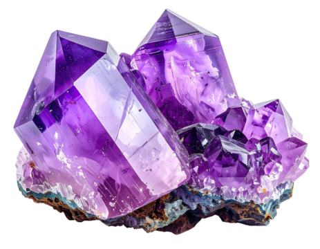Lustrous, purple amethyst crystal cluster