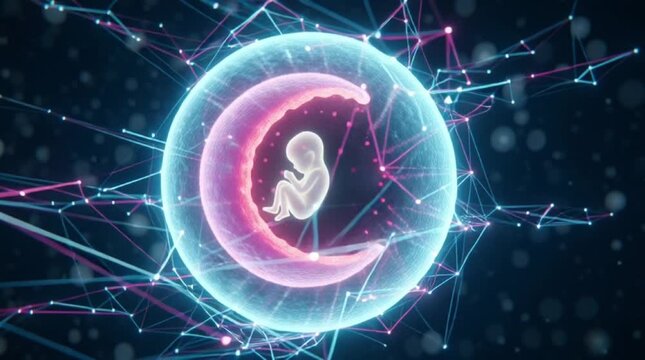 Digital Fetus Visualization Futuristic Fetal Development Concept