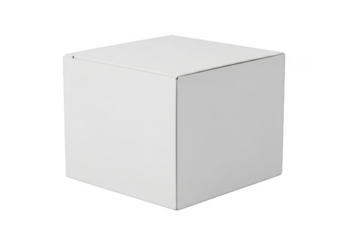 High resolution white cube box mockup template for product display and packaging design, isolated on transparent background