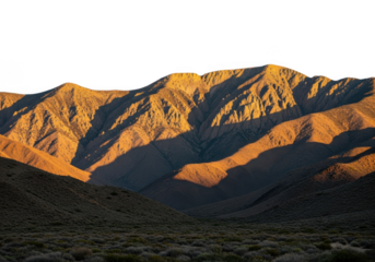 Golden mountain range landscape photography scenic view peak valley hillside sunlight isolated on transparent background