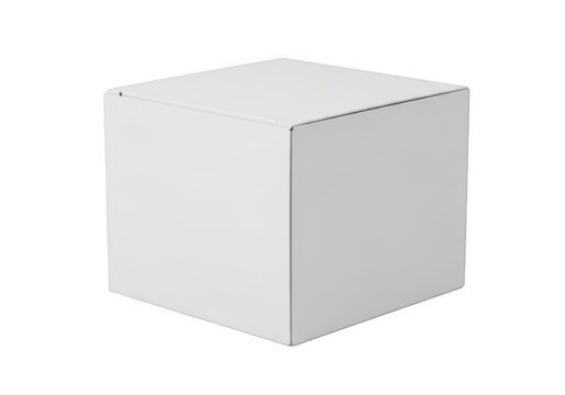 High resolution white cube box mockup template for product display and packaging design, isolated on transparent background