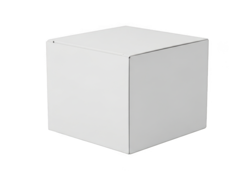 High resolution white cube box mockup template for product display and packaging design, isolated on transparent background