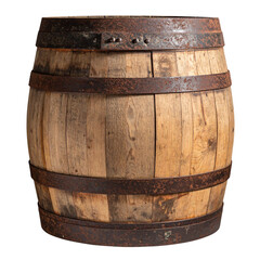 Fototapeta premium Vintage oak wine barrel isolated on white background