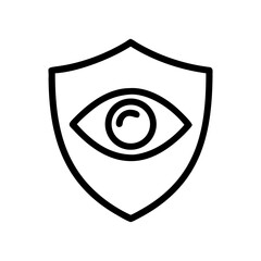 A shield with eye icon bold outline vector illustration design