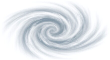 A powerful and dynamic swirling cloud formation, reminiscent of a hurricane or tropical storm, showcasing the raw force of nature, isolated on white