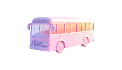 A charming pastel bus rendered in 3D against a dark background