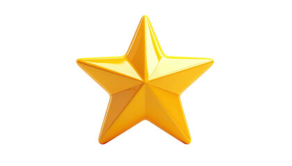Shiny, golden, five-pointed star with reflective highlights isolated on black