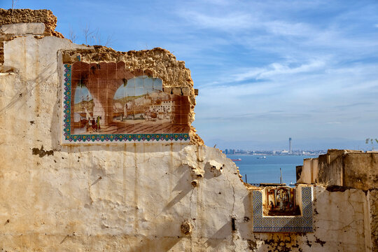 Ruins in the Casbah of Algiers Overlooking the Mediterranean Sea