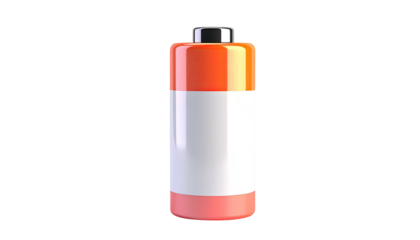 A vertically oriented battery icon with a partially filled orange and white indicator