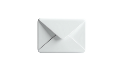 A pristine white closed envelope with soft shadows against a stark black background