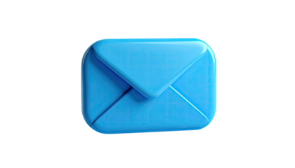 A 3D-rendered, light-blue envelope with subtle grid texture floats on black