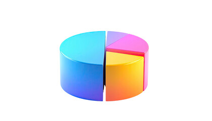A 3D pie chart rendered with vibrant gradients against a black background