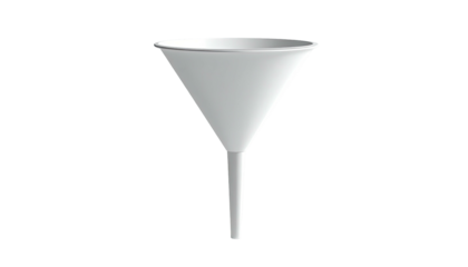 White, conical shaped laboratory device with a tube, isolated against black