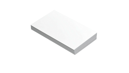 Isometric view of a stacked rectangle of white paper against a black background