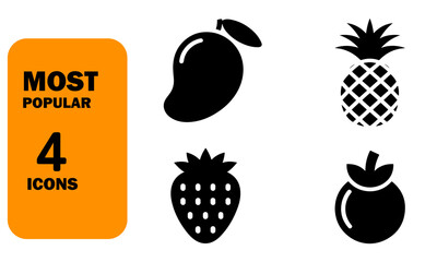 Collection of fruits in silhouette style that embodies freshness representing natural source of vitamins and healthy eating in diet
