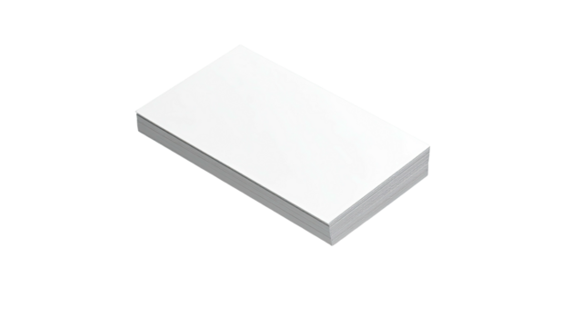 Isometric view of a stacked rectangle of white paper against a black background