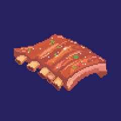 pixel art barbecue ribs, vector illustration on isolated background.