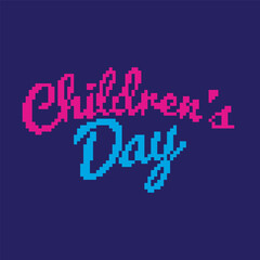 children's day pixel art, vector illustration on isolated background.

