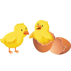 Two Adorable Yellow Chicks One Emerging From A Cracked Eggshell With Soft Lighting And A Simple Background Ideal For Easter Themes