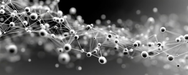 Abstract network of connected spheres and lines forming a modern data and science visualization concept