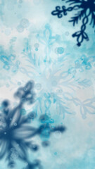 Winter Watercolor Abstract Background with Soft Snowflakes