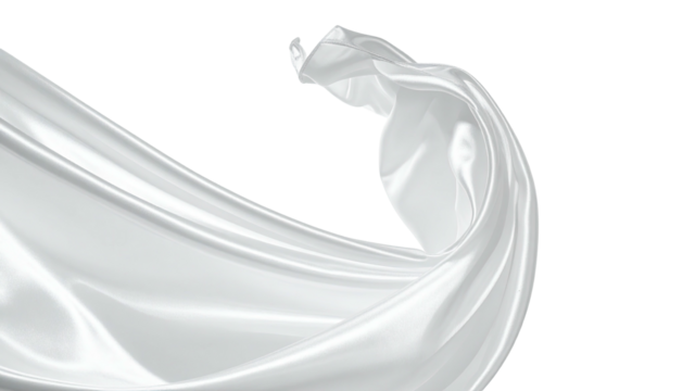Flowing, pristine white fabric against a black background, capturing elegance - Powered by Adobe