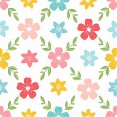 Fototapeta premium Seamless Colorful Spring Flower Pattern Background