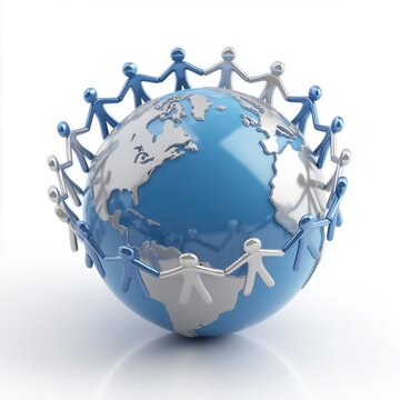 Global Unity Paper Figurines Around Earth