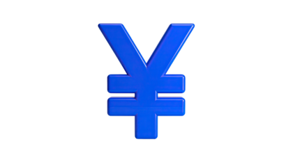 Isolated vibrant blue currency symbol against a stark black background