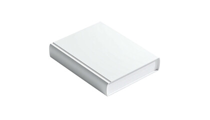 Isometric view of a closed, white book on a black background