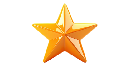 Shiny, golden, five-pointed star with a smooth surface, set against black