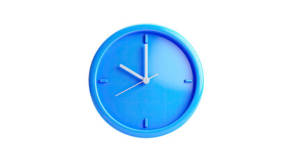 A simple, light-blue, analog clock face against a black background