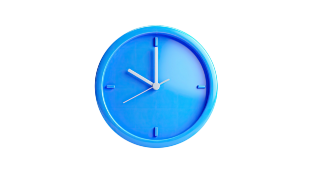A simple, light-blue, analog clock face against a black background