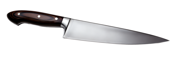 Sharp chef knife with dark wood handle