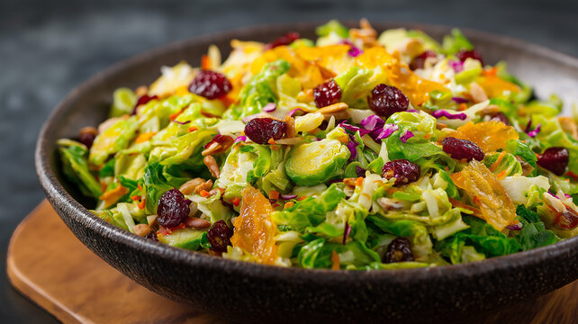 Fresh brussels sprouts and greens make a colorful, crunchy salad for any meal or event Generative AI - Powered by Adobe