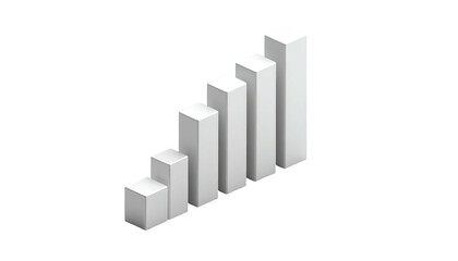 Ascending white 3D bar chart, suggesting growth and progress against a black backdrop