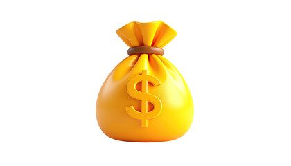 3D rendered golden money bag with dollar symbol, isolated on black