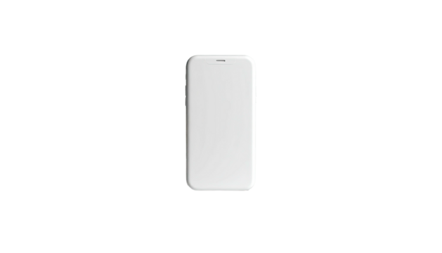 A minimalist white rectangular phone on a solid black background