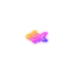 Neon Goldfish Outline on White Background.