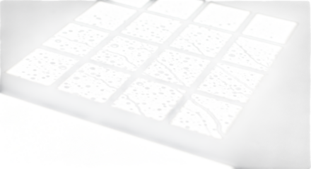 Abstract white grid pattern with textured squares isolated on transparent background