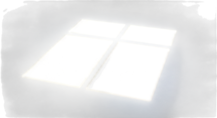 Bright sunlight streaming through a window, casting a soft, ethereal glow on a surface isolated on transparent background