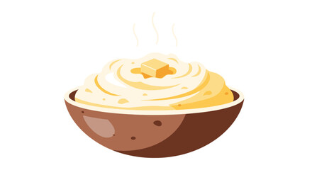 A steaming bowl of creamy mashed potatoes topped with a pat of butter.