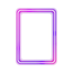 Vibrant neon rectangular frame with glowing purple and pink light effect.