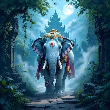 mythological masterpiece, indra dev's Airavata elephant